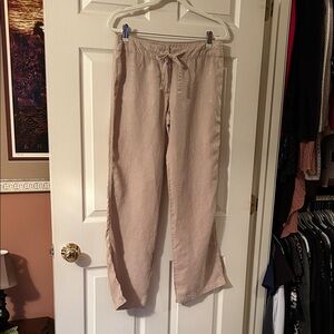 Tommy Bahama Women's Beige Linen Wide Leg Pants
